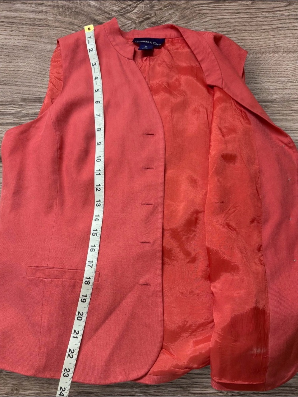 Charter Club Orange Sleeveless Button-Front Vest - Picture 6 of 9